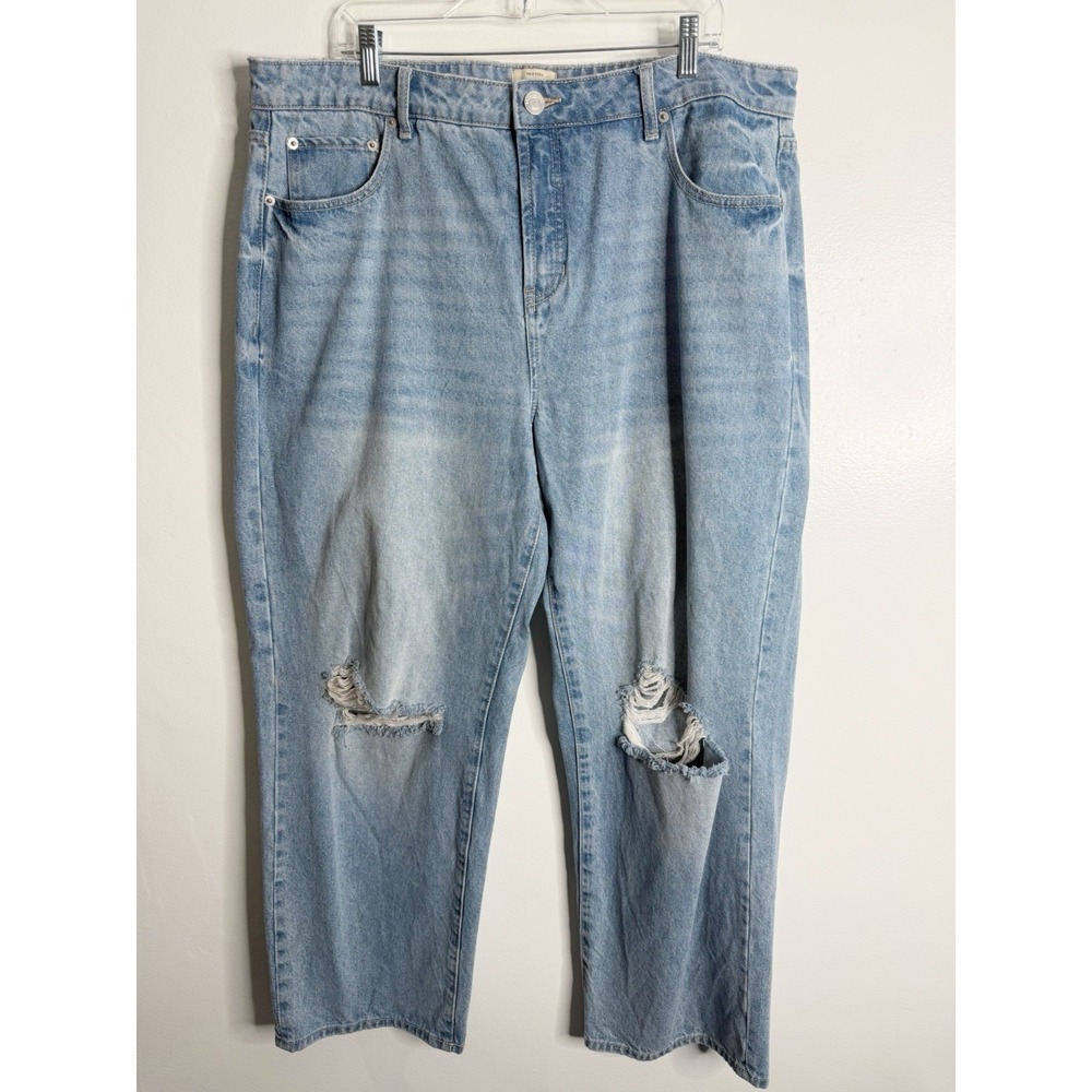 Eloquii Ripped Knee High Waist Jean Loose Fit Baggy Size 14 Streetwear Casual